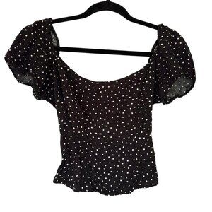 Reformation Patti Black/White Polka Dot Print Puff Sleeve Blouse BNWOT Size 6